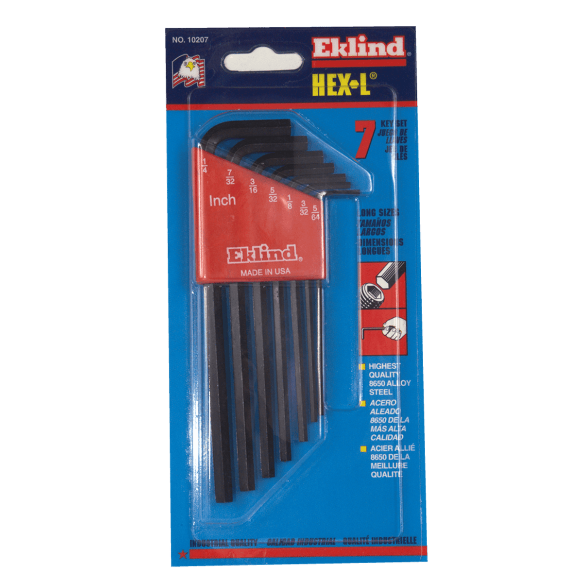 Eklind KM5010207 7 Pieces5/64"1/4" Long Arm Style Hex Ke Freer