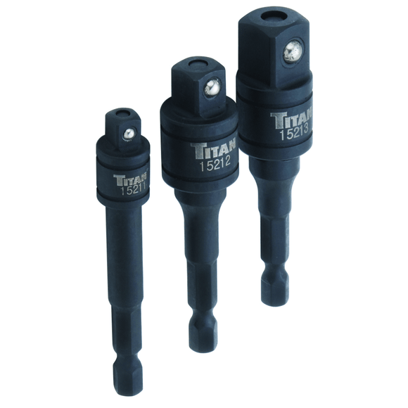 Titan KP8215210 3 Piece - #15210-1/4", 3/8" & 1/2" Drive-3" Impact Grade Locking Socket Adapter Set