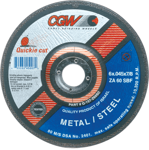 CGW MG9045002 4 1/2" x 0.045" x 7/8" - Zirconium ZA60-SBF - Depressed Center Wheel