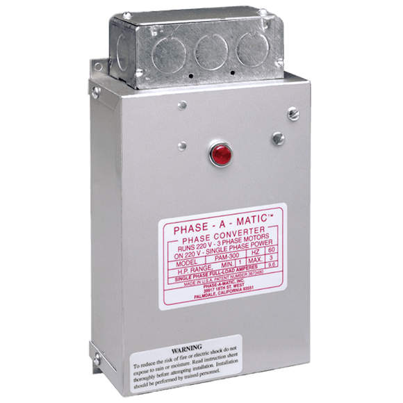 Phase-A-Matic RD30PAM100HD Heavy Duty Static Phase Converter – Model PAM-100HD; 1/3 hp–3/4 hp