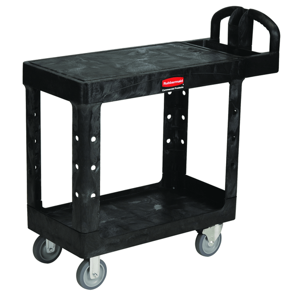Rubbermaid RZ55FG450500B HD Utility Cart 2 Shelf (flat) 16" x 30" - Push Handle - Storage compartments, holsters and hooks -500 lbs Capacity