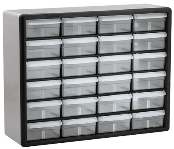 Akro-Mils SD5010124 15 13/16" x 6 3/8" x 20" (24 Compartments) - Plastic Modular Parts Cabinet