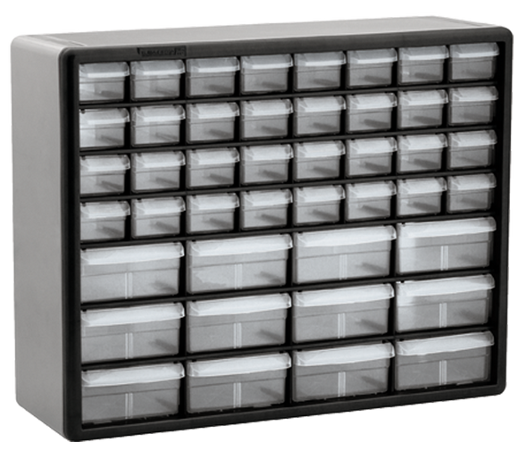 Akro-Mils SD5010144 15 13/16" x 6 3/8" x 20" (44 Compartments) - Plastic Modular Parts Cabinet