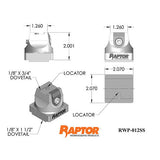 Raptor RWP-012SS Stainless Steel 0.75" Dovetail Fixture with 1.5" Dovetail Base