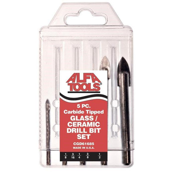 Alfa Tools CGD61685 5 PC SPEAR POINTED GLASS DRILL SET