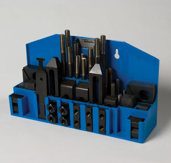 NORTHWESTERN TOOLS 11052 Deluxe Clamping Kits / Aluminum Steel Blocks and Clamps: 3/8-16 Stud Size, 1/2 Table Slot