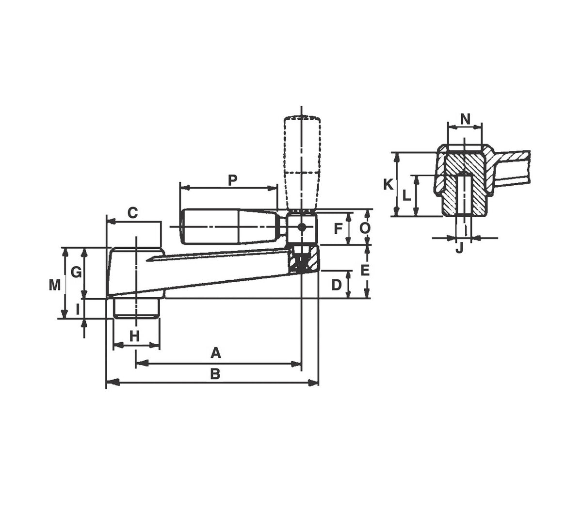 JERGENS HANDLE, CRANK, M10 X 6.37, PLASTIC W/FOLD HANDLE 33664