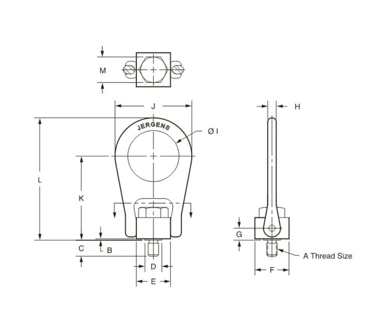 JERGENS HOIST RING, 1/213 SS, CENTER PULL, C=1, 2,500 LBS 2