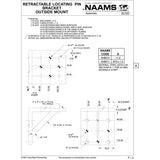 NAAMS RETRACTABLE LOCATING PIN BRACKET OUTSIDE MOUNT AHB010