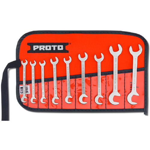 Proto KP4212705 Proto 9 Piece Satin Short Angle Open-End Wrench Set