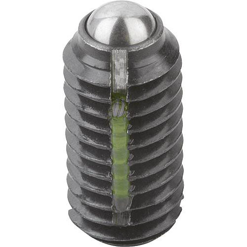 KIPP K0321.2A3 SPRING PLUNGER INTENSIFIED SPRING FORCE, WITH THREAD LOCK D=5/16-18 L=16, STEEL, COMP:BALL STEEL, PU=10