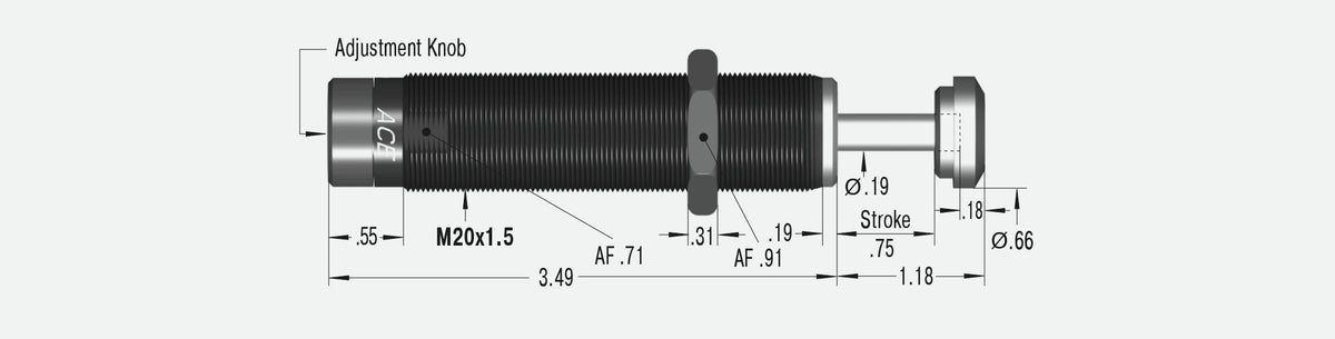 ACE Controls MA225M Miniature Shock Absorbers 171-0002