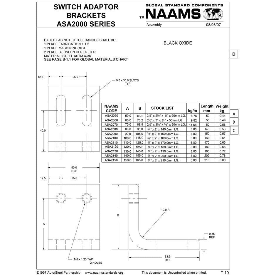 NAAMS Switch Mounting Bracket ASA2050