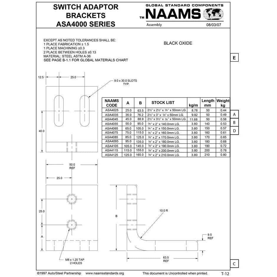 NAAMS Switch Mounting Bracket ASA4025