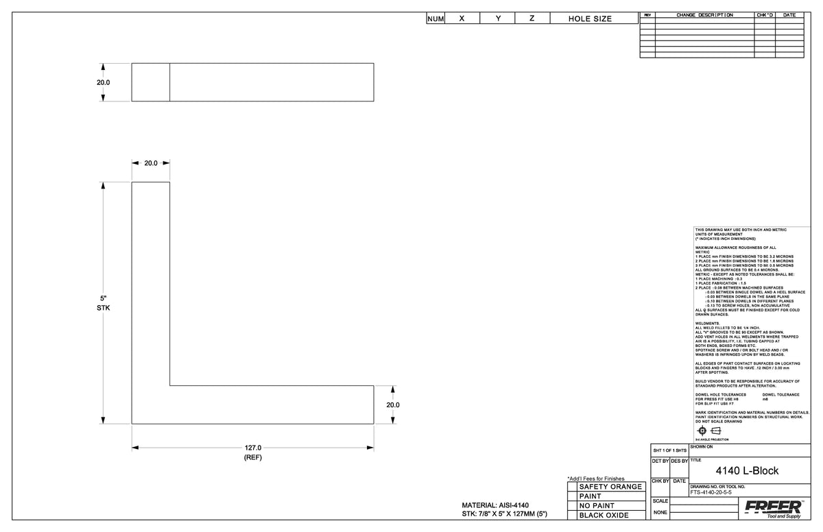 Freer Tool L-Block 20mm x 20mm x 5