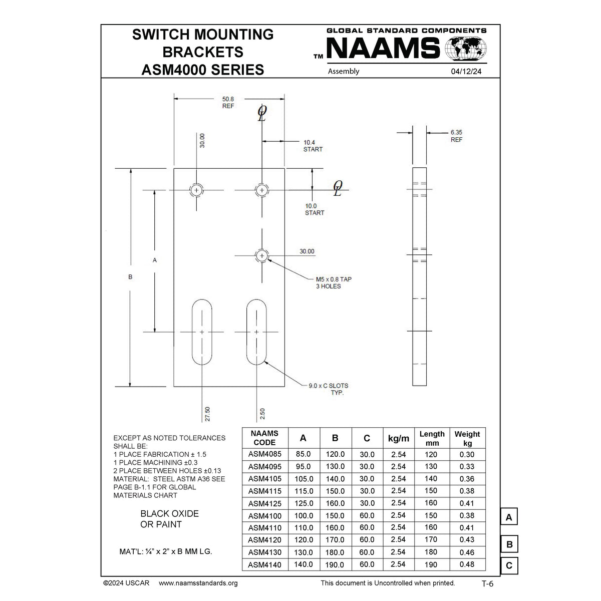 NAAMS Switch Mounting Bracket ASM4110