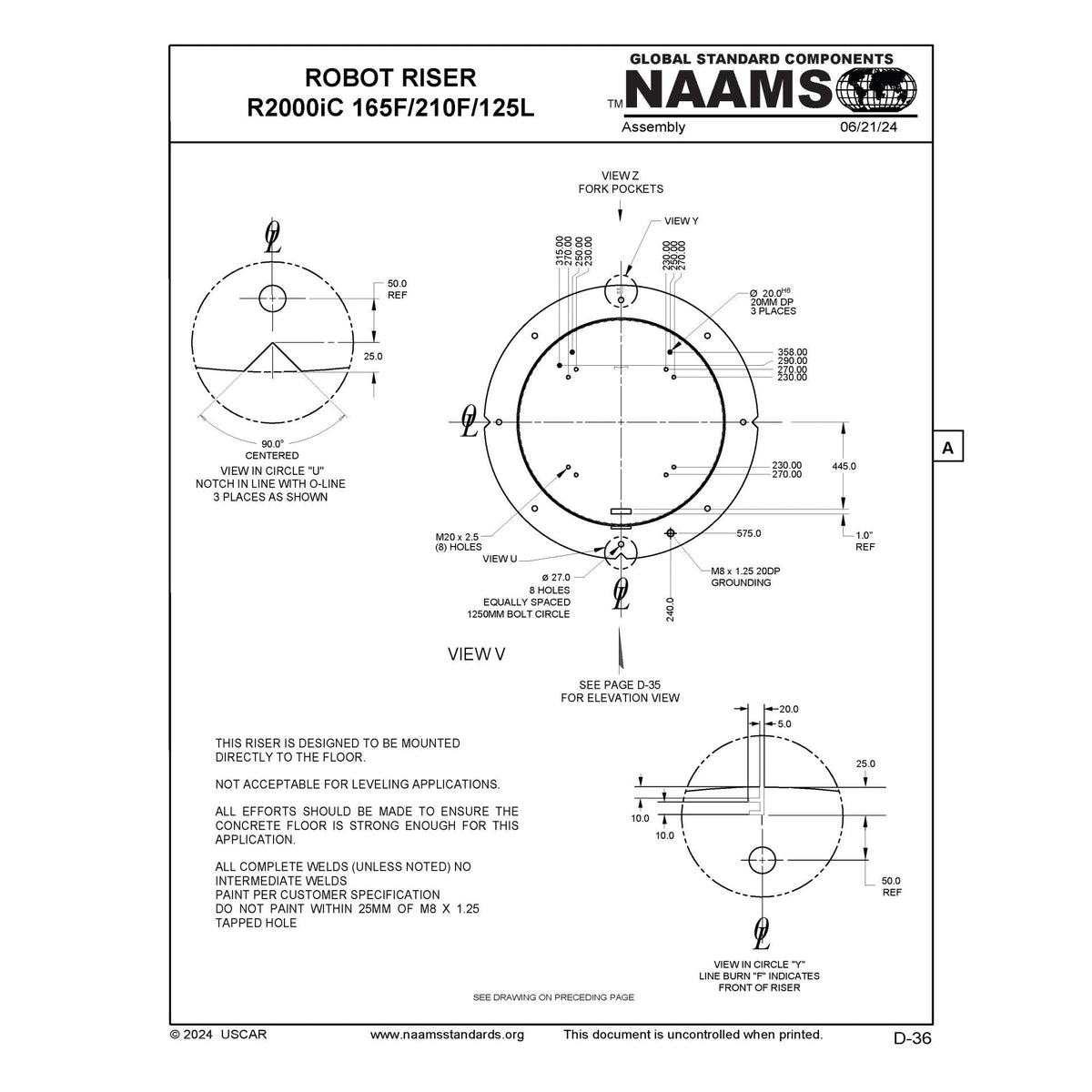 NAAMS Robot Riser ARR820 R2000iC 165F/210F/125L – Freer Tool and Supply