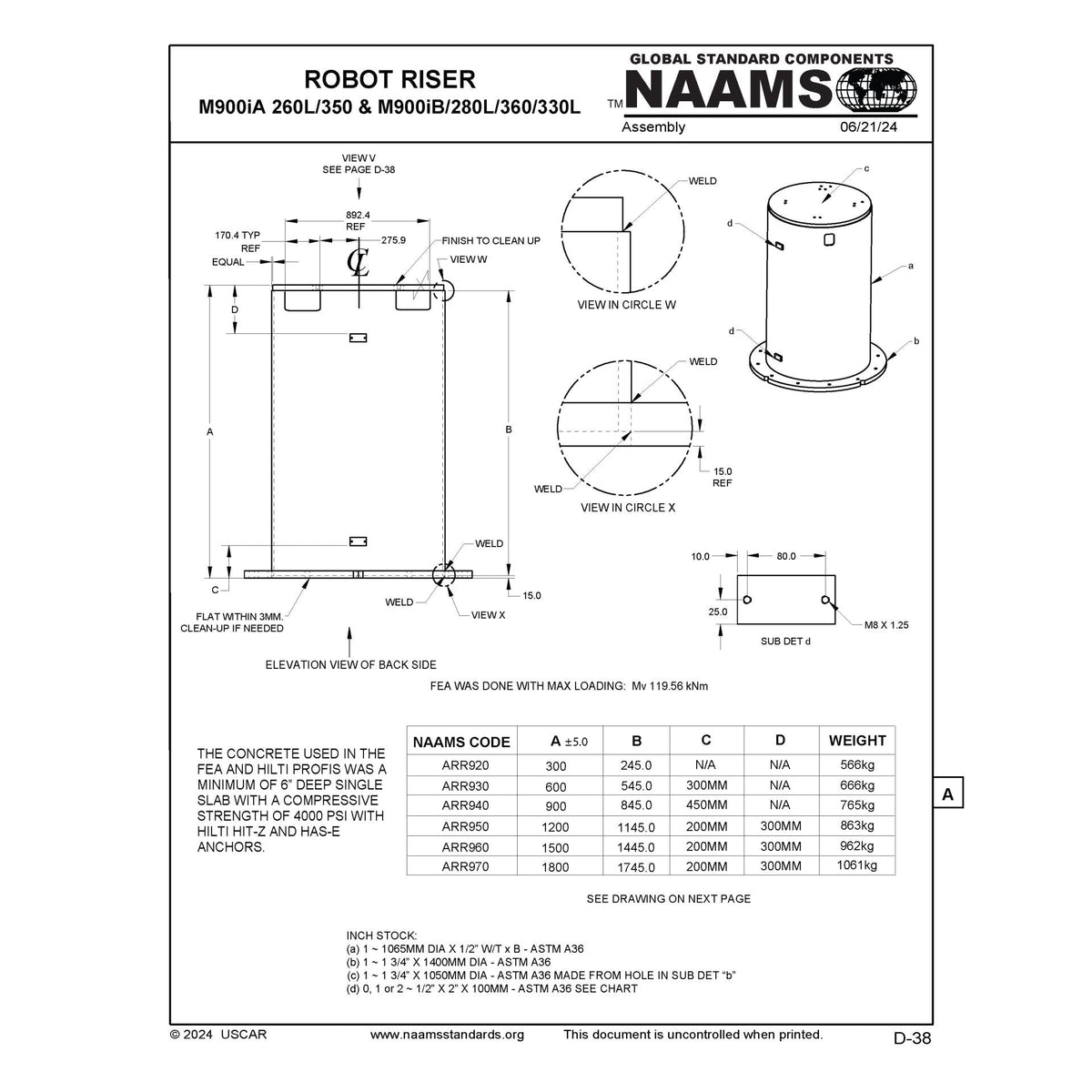 NAAMS Robot Riser ARR960 M900iA 260L/350 – Freer Tool and Supply