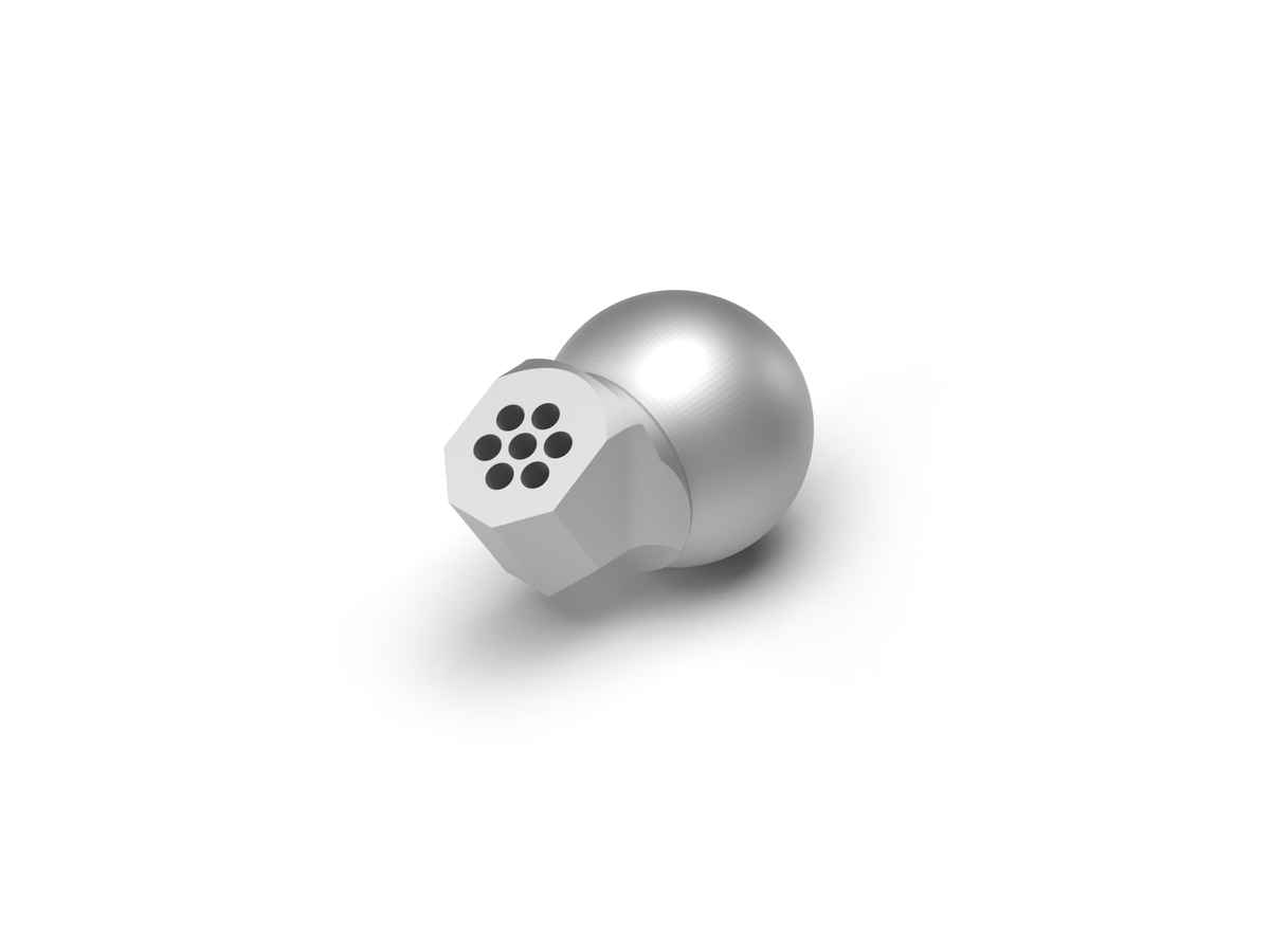Piranha Cooling Line SDK-9.5/60 1/8? System – Short 60 Degree Nozzle 9.5mm Ball with (7) Ø1.0 holes x 14mm long for Coolant