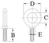 ACTEK AK41324 M42X4.5 SHOULDER EYEBOLT SHANK LENGTH 95MM 11,960 KGS WLL BLACK OXIDE FINISHED