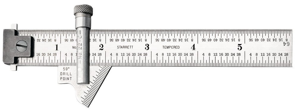 Starrett MV7050150 Model 22C–6" Length, 59° Bevel Head (Graduation in 32nds) - Drill Point Gage