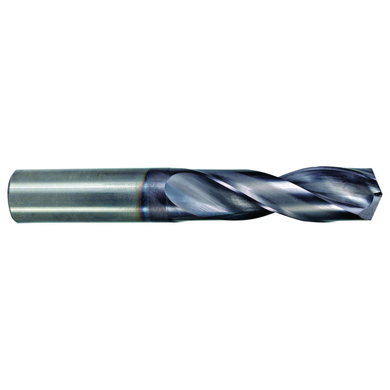 M A Ford AX2702104 1/8" Dia. x 1/8" Shank x 3/4" Flute Length x 2-1/4" OAL, 3xD, 142°, AlTiN, 2 Flute, External Coolant, Round Solid Carbide Drill