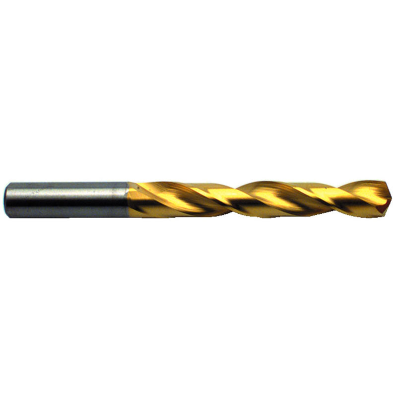 M A Ford AX2702308 19/32" Dia. x 5/8" Shank x 2-3/8" Flute Length x 4-5/8" OAL, 3xD, 142°, AlTiN, 2 Flute, External Coolant, Round Solid Carbide Drill