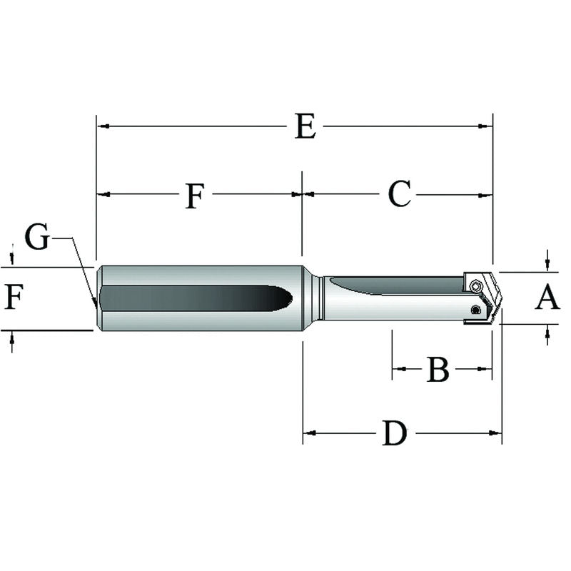 Allied Machine and Eng. BA5522010S075L Series 1-3/4" Straight SH x 6-7/8" OAL - T-A Spade Drill Holder