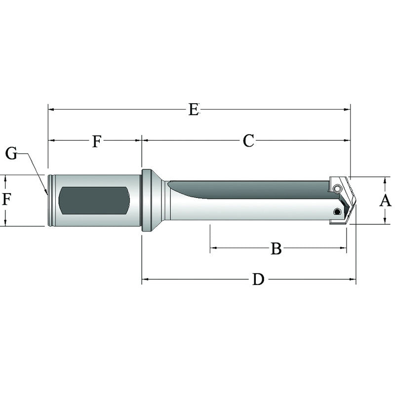 Allied Machine and Eng. BA5522020S125F Series 2-1-1/4" Straight SH x 7-11/32" OAL - T-A Spade Drill Holder