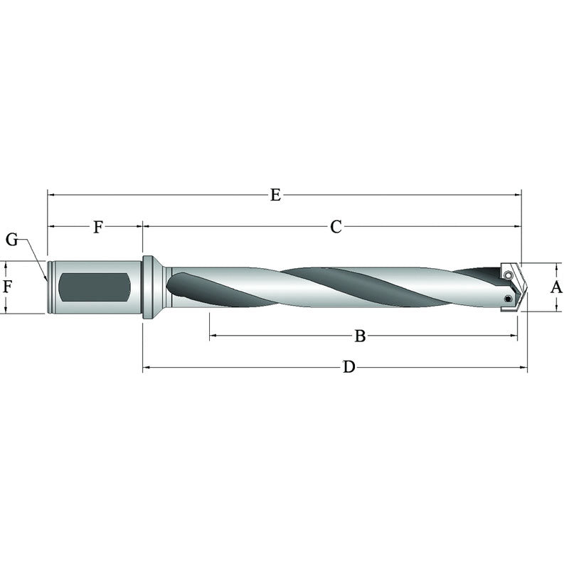 Allied Machine and Eng. BA55250Y0H075F Series Y - 3/4" Straight SH x 7-9/16" OAL - T-A Spade Drill Holder