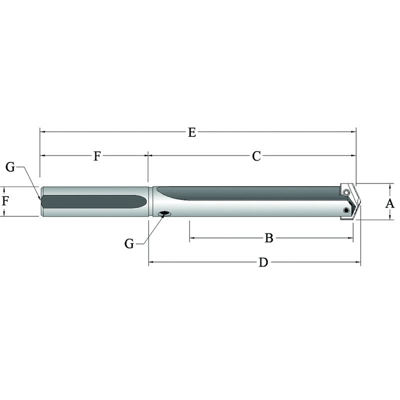 Allied Machine and Eng. BA55250Z0S075L Series Z - 3/4" Straight SH x 7-17/32" OAL - T-A Spade Drill Holder