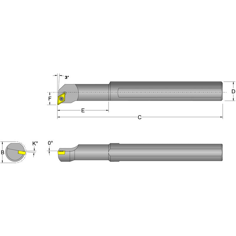 Dorian FL4543132 Dorian Indexable Boring Bars - S12S-SDUCR-3 Right Hand 3/4" Shank