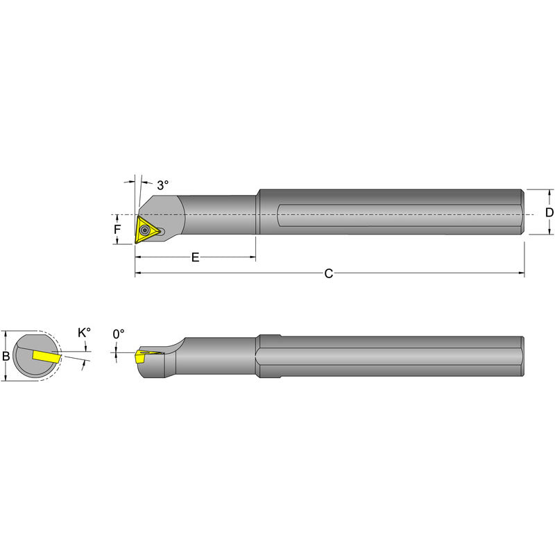 Dorian FL4555629 Dorian Indexable Boring Bars - S08M-STUCR-2 Right Hand 1/2" Shank