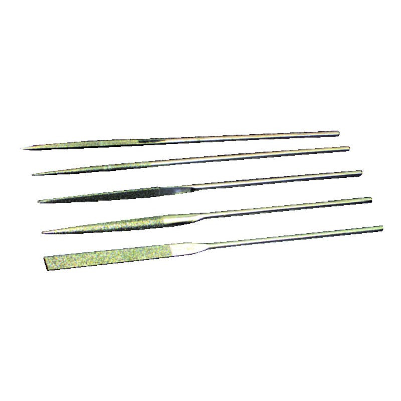 Quality Import FT605DF100 5 Pieces 2 3/4" Diamond Length-5-1/2" Overall Length-100 Grit - Diamond Needle File Set