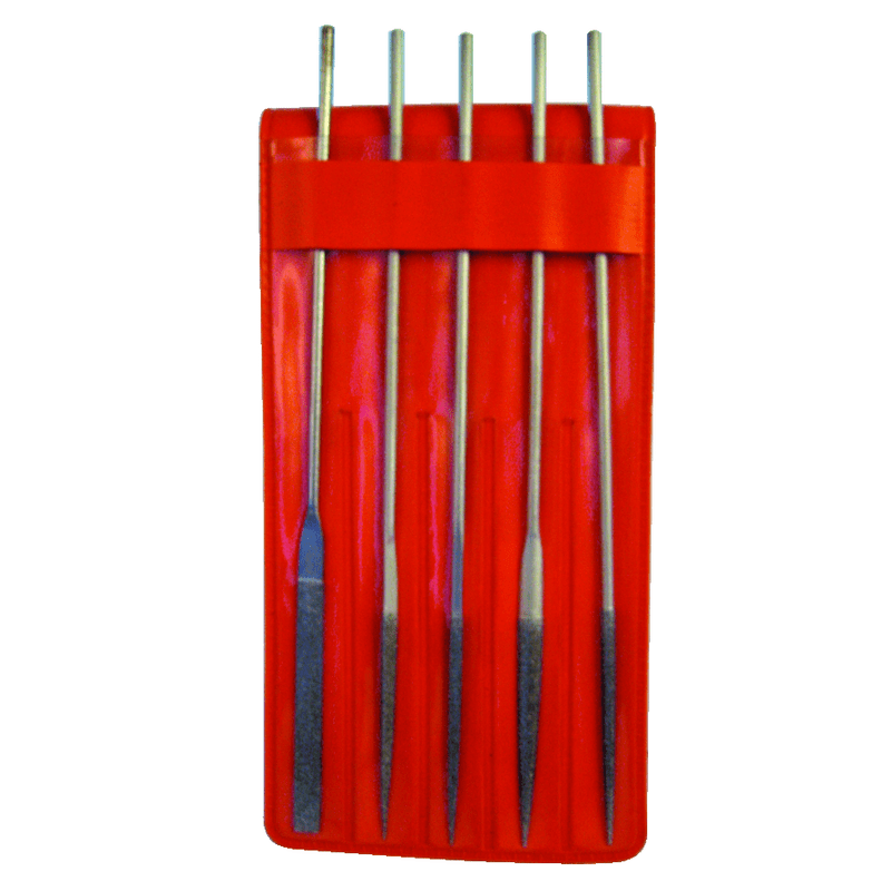 Quality Import FT605MDF129 5 Pieces 2" Diamond Length-5-1/2" Overall Length - Med Grit - Mini Diamond File Set