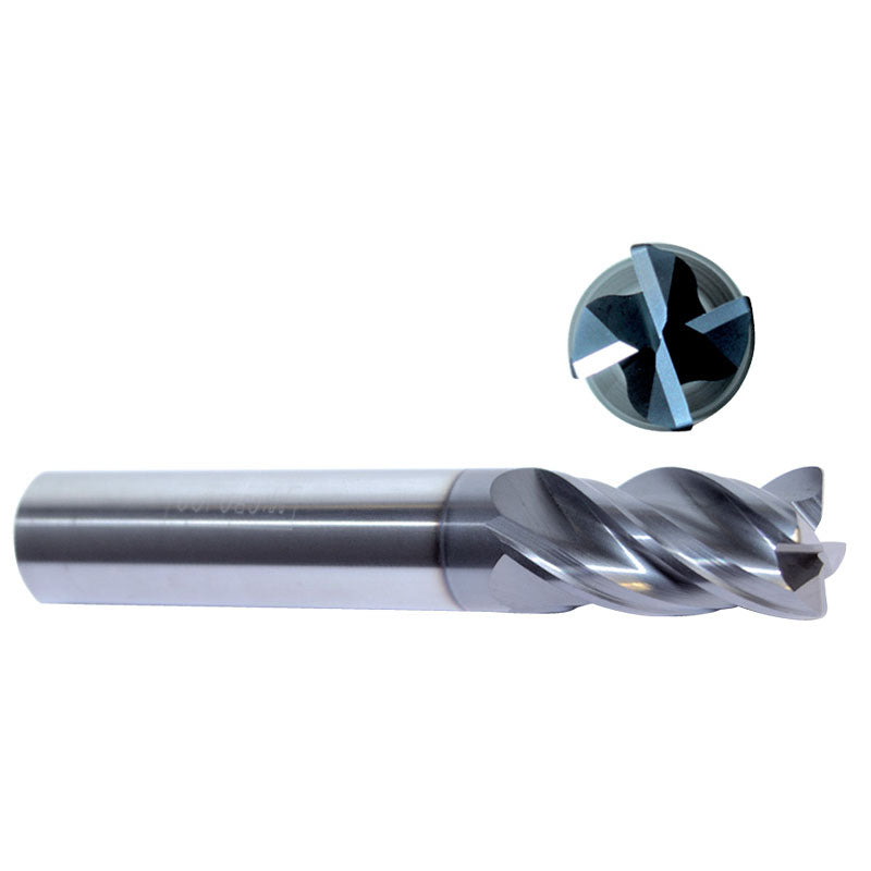 Micro 100 GE45VHM1874X 3/16 Dia. 5/8 LOC 2 OAL .010 Radius 4 Flute Carbide S/E HP End Mill-AlTiN