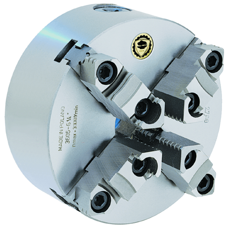 Bison HK308410600 Steel Body Self-Center Lathe Chuck - 6" Plain Mount, 4-Jaw