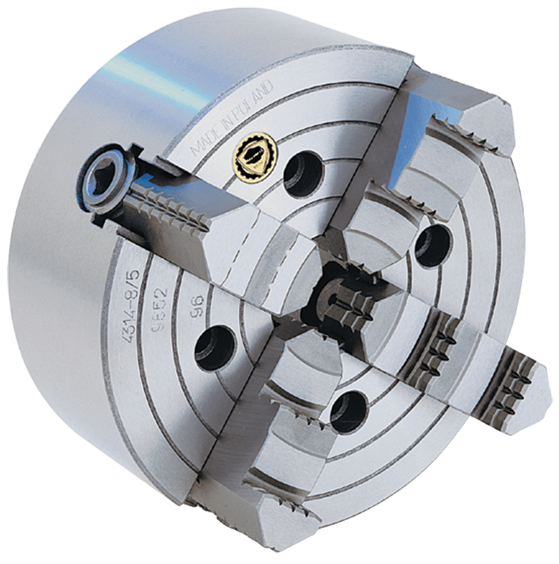 Bison HK308530835 Cast Iron Independent Lathe Chuck - 8" D1-5 Mount, 4-Jaw