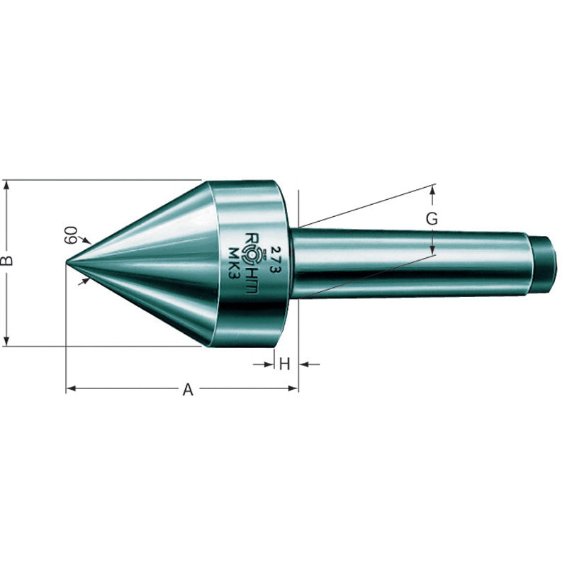 Rohm HK80010635 Live Centers - #3 MT HD 60° Pipe Nose