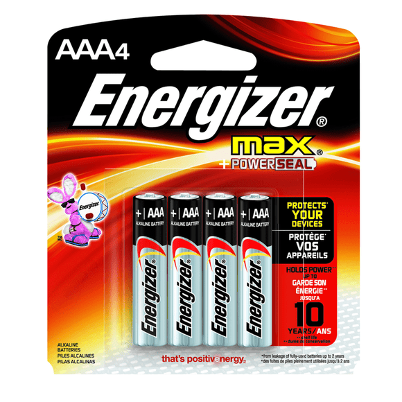 Energizer KA56E92BP4 AAA Max Alkaline Battery 4 Pack