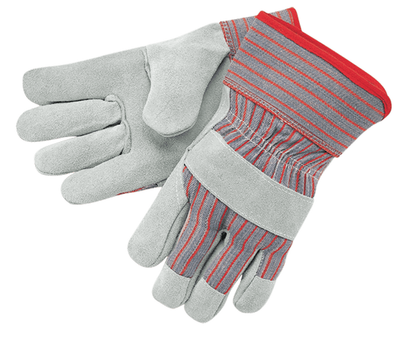 Memphis KB511200L Gray/Red Shoulder Leather 1200 Split Gloves - Size Large