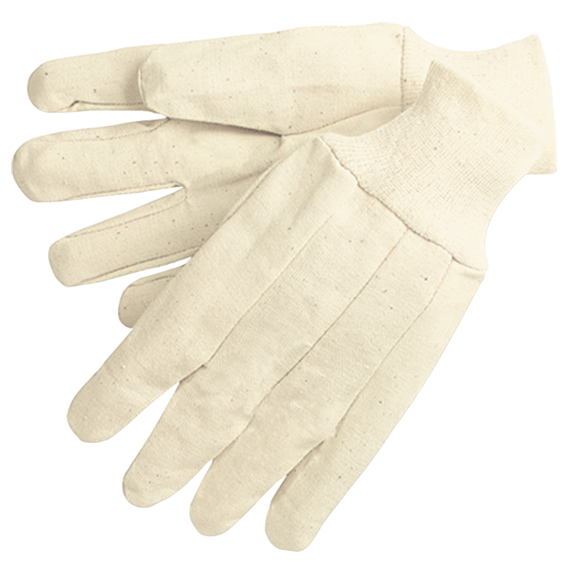 Memphis KB518100A 8 oz White Canvas Gloves - Clute Pattern - Regular Weight - Knit Wrist - Wing Thumb - Size Large