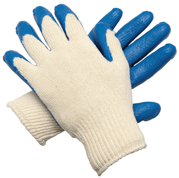 Memphis KB519682 10 Gauge Gloves - Cotton/Polyester Shell -Blue Latex Coated Palm & Fingertips - Size Large