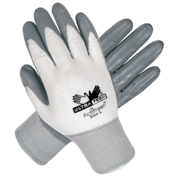 Memphis KB519683M UltraTech Gloves - 15 Gauge Nylon - Gray Nitrile Coated Palm and Fingers - Size Medium