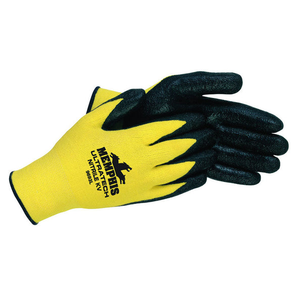 Memphis KB519693M Nitrile KV Gloves - Black Nitrile Dip Palm/Fingers - Size Medium