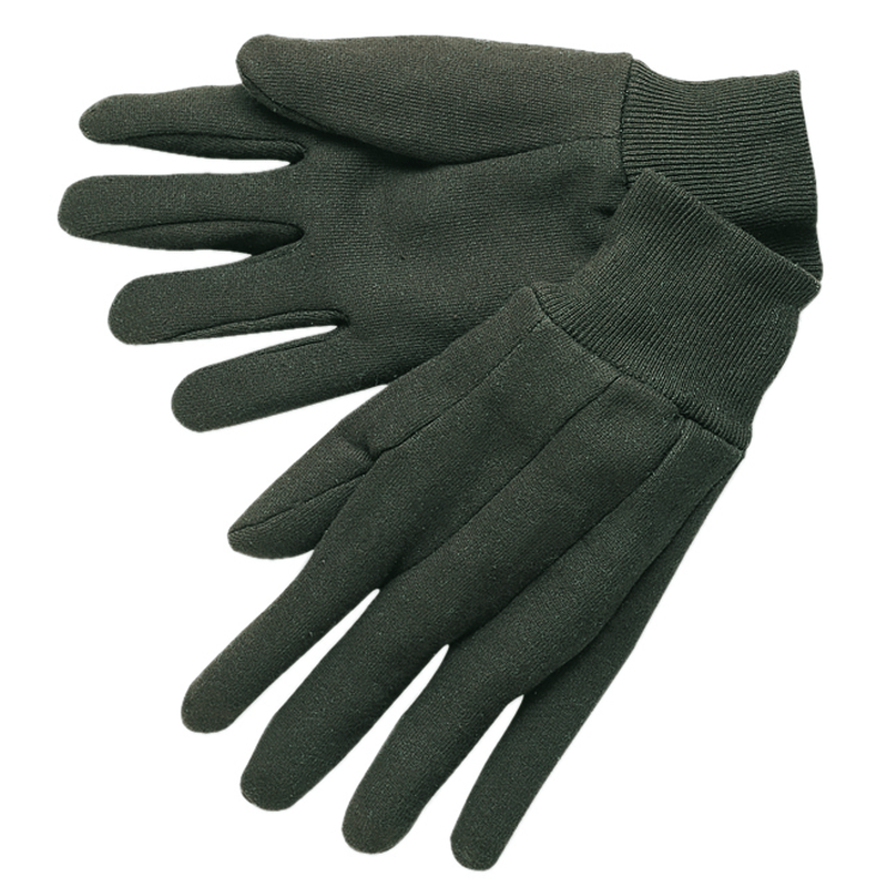 Memphis KB51BJ Brown Jersey Gloves - Clute Pattern with Knit Wrist - Cotton/Polyester Blend - Size Large