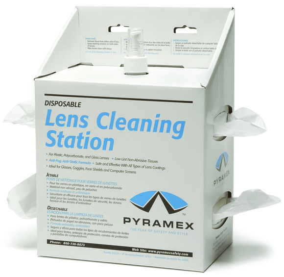 Pyramex KB54LCS20 Lens Clean Station- 16 Oz Silicone Spray-1200 Tissues