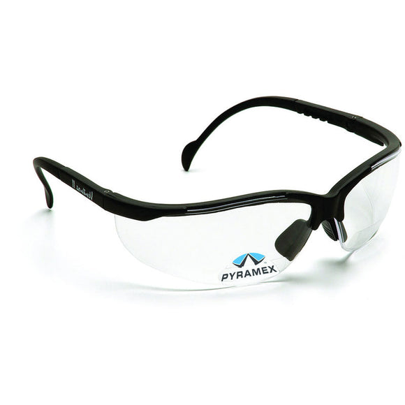 Pyramex KB54SB1810R25 2.5 Magnification Safety Glasses- Clear Lens, Black Frame V2 Reader Style