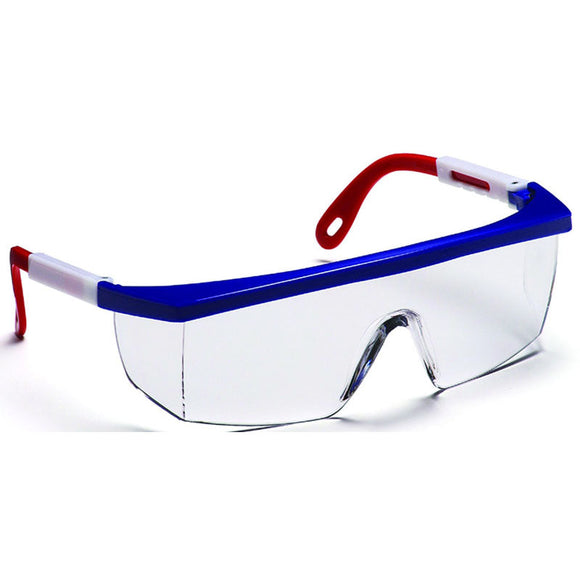 Pyramex KB54SNWR410S Safety Glasses - Clear Lens, Red/White/Blue Frame