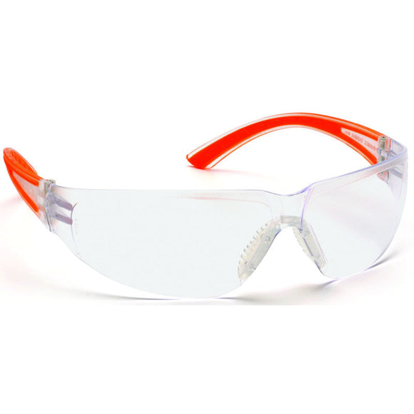 Pyramex KB54SO3610S Safety Glasses - Clear Lens, Orange Frame Cortez Style